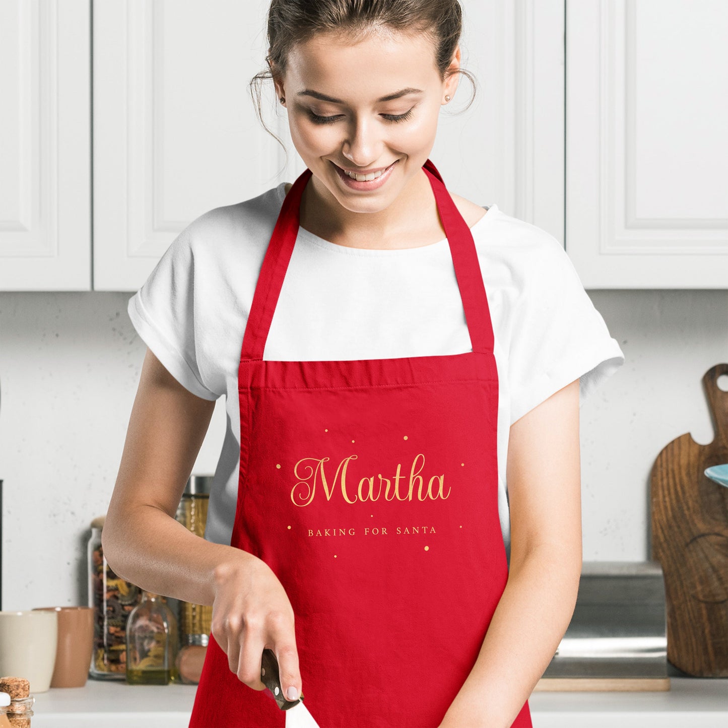 Personalised Baking for Santa Christmas Apron: 1 - Red - Aprons By Gift Moments