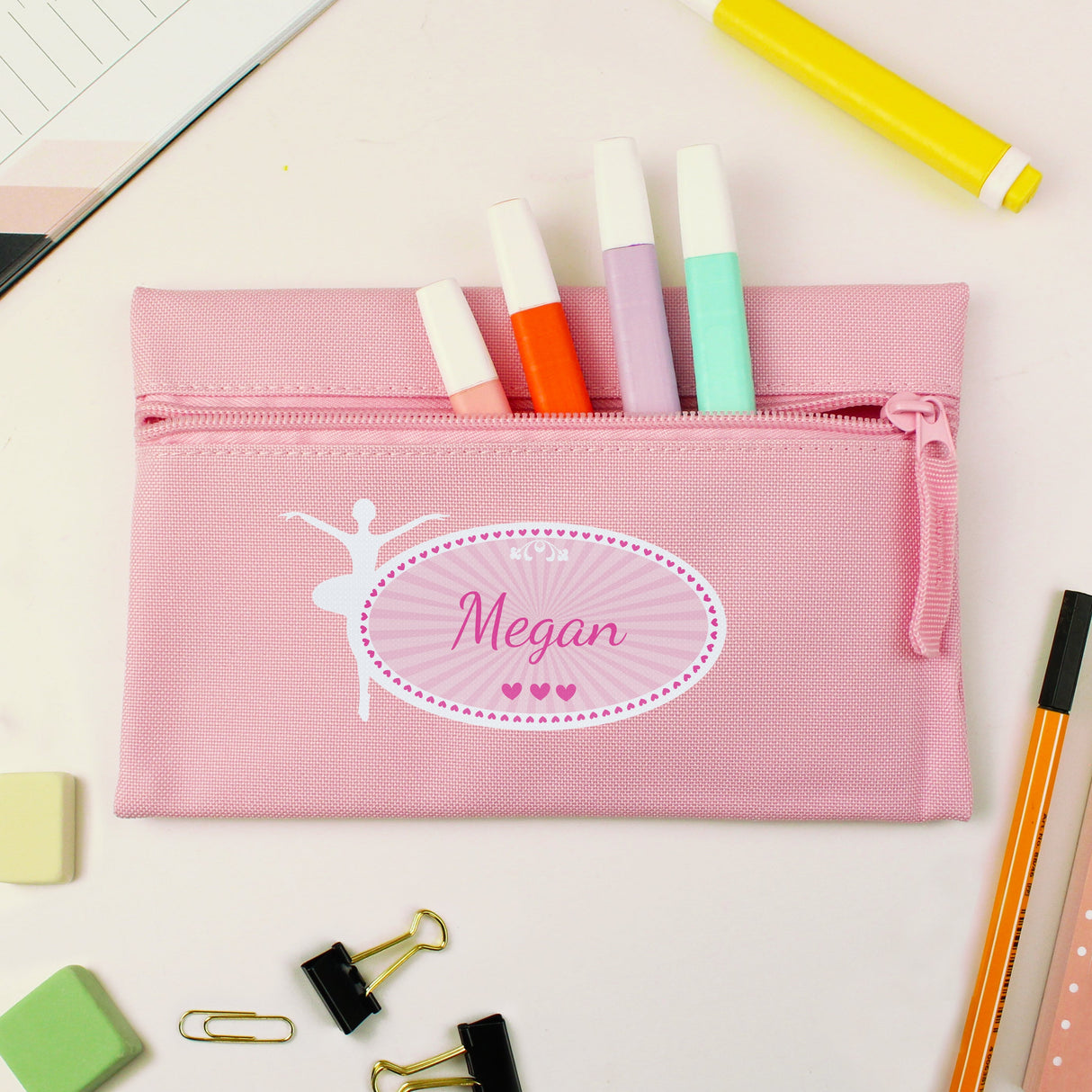 Personalised Ballerina Pink Pencil Case: 3 - Pencil Cases & Sets By Gift Moments
