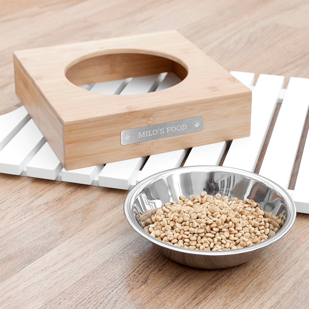 Personalised Bamboo Dog Bowl with Metal Tag: 2 - Pet Products By Gift Moments