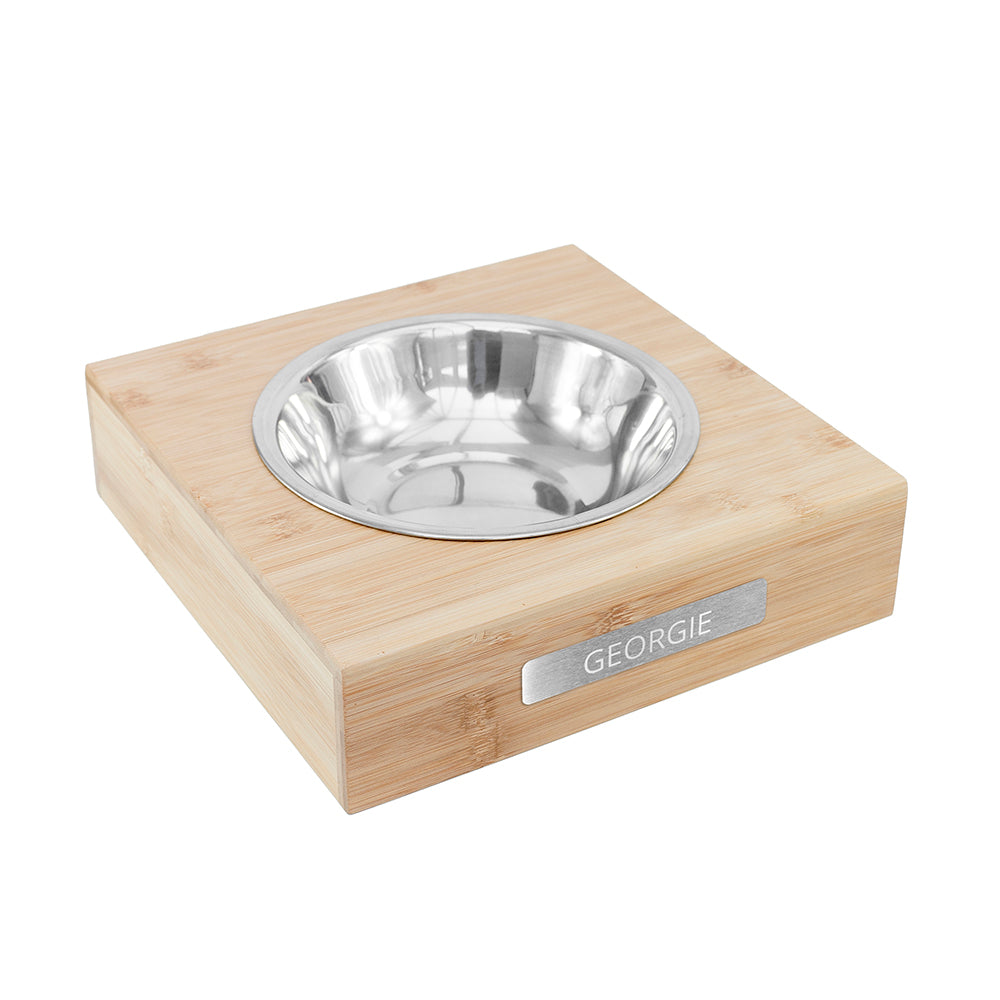 Personalised Bamboo Pet Bowl with Metal Tag: 5 - Pet Products By Gift Moments