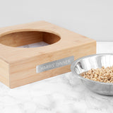 Personalised Bamboo Pet Bowl with Metal Tag: 3 - Pet Products By Gift Moments