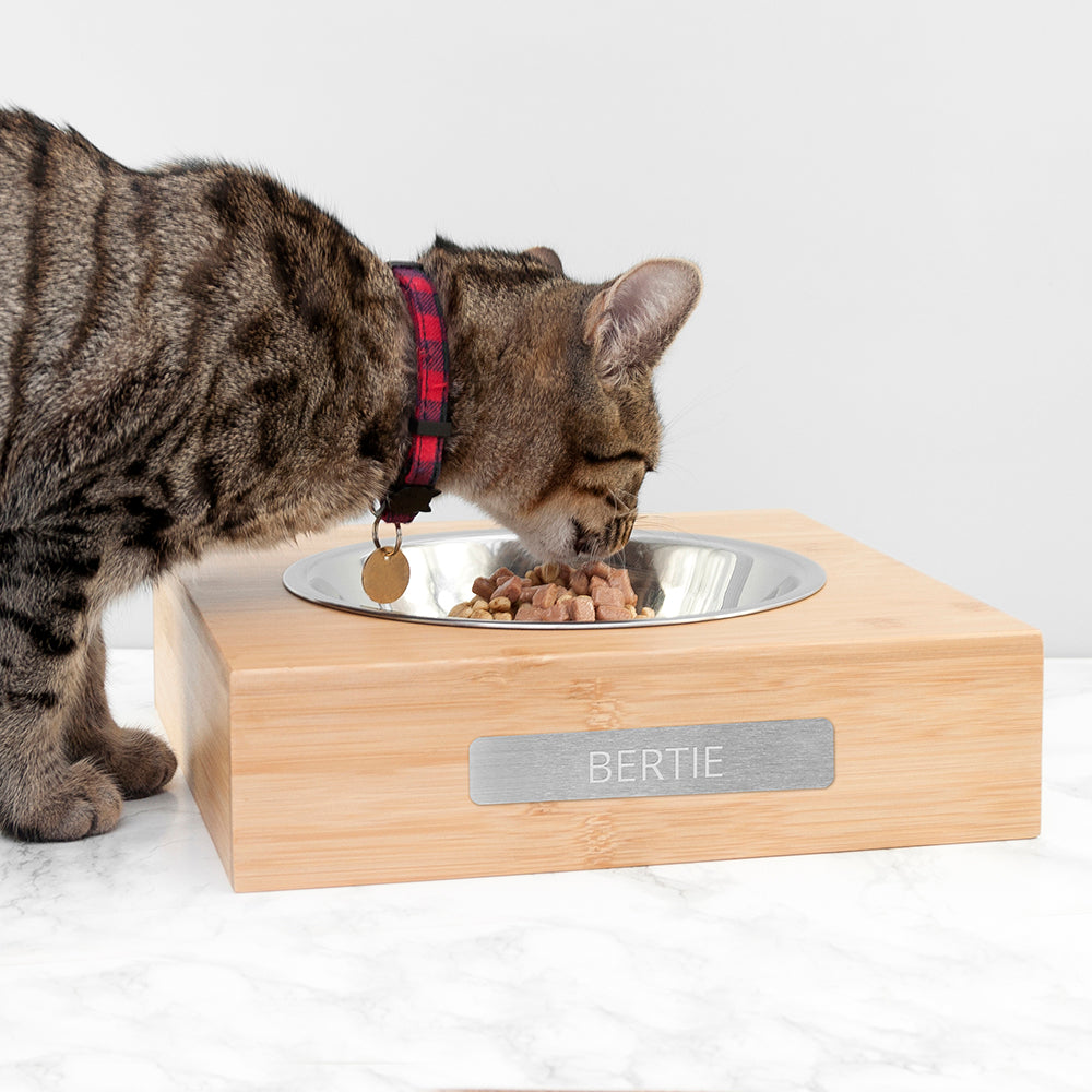 Personalised Bamboo Pet Bowl with Metal Tag: 1 - Pet Products By Gift Moments
