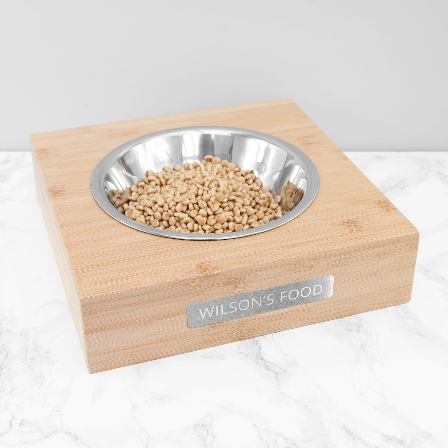 Personalised Bamboo Pet Bowl with Metal Tag: 2 - Pet Products By Gift Moments