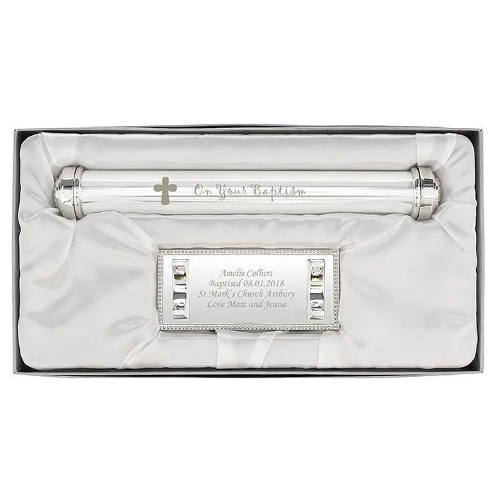 Personalised Baptism Silver Plated Certificate Holder: 4 - Certificate Holders By Gift Moments
