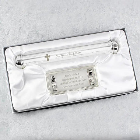 Personalised Baptism Silver Plated Certificate Holder: 3 - Certificate Holders By Gift Moments