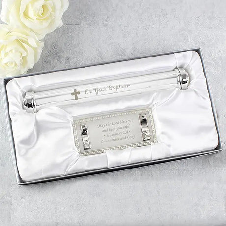 Personalised Baptism Silver Plated Certificate Holder: 2 - Certificate Holders By Gift Moments