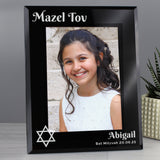 Personalised Bar and Bat Mitzvah Black Glass Photo Frame: 4 - Photo Frames By Gift Moments