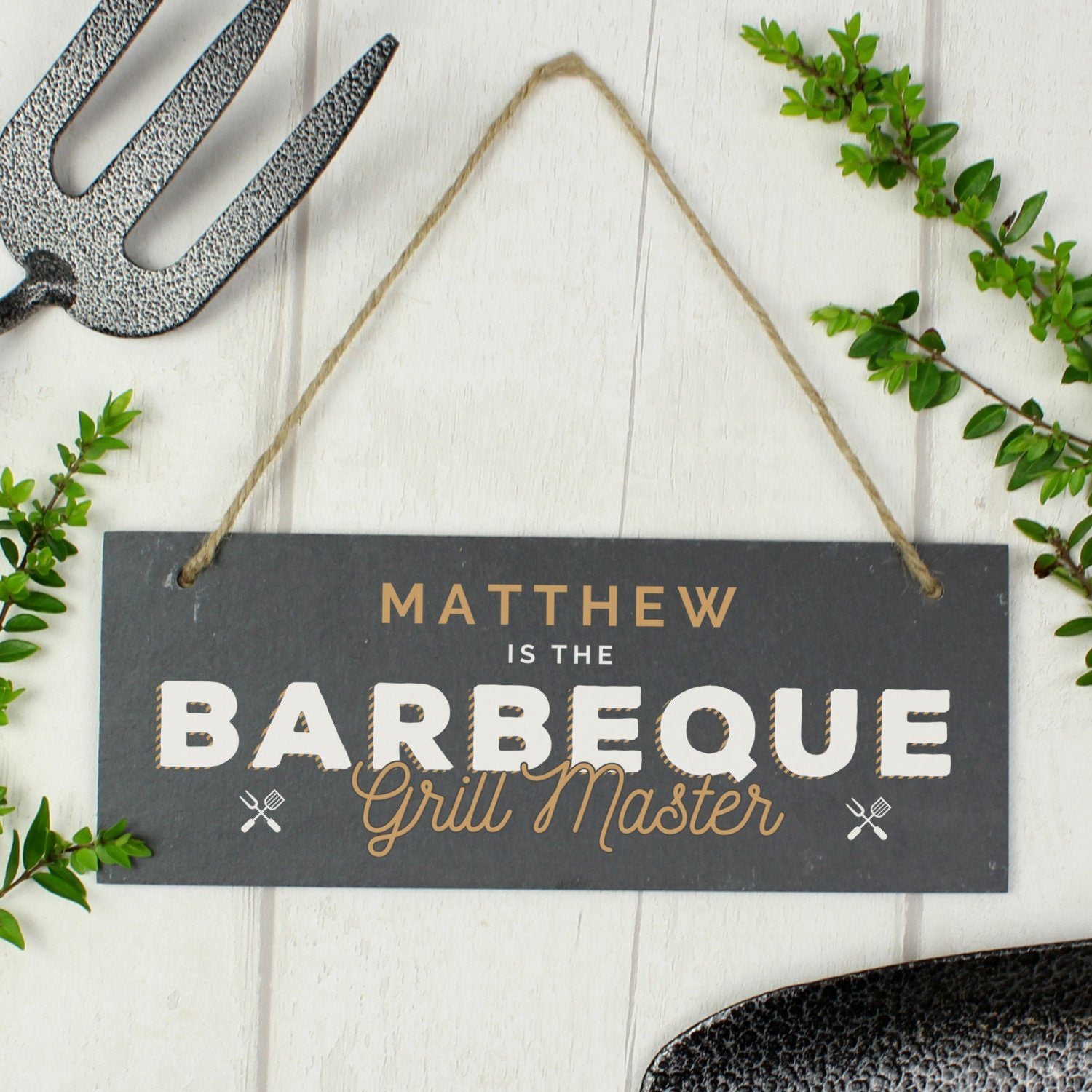 Personalised ’Barbeque Grill Master’ Printed Hanging Slate Plaque - Shop Signs & Plaques At Gift Moments - 3