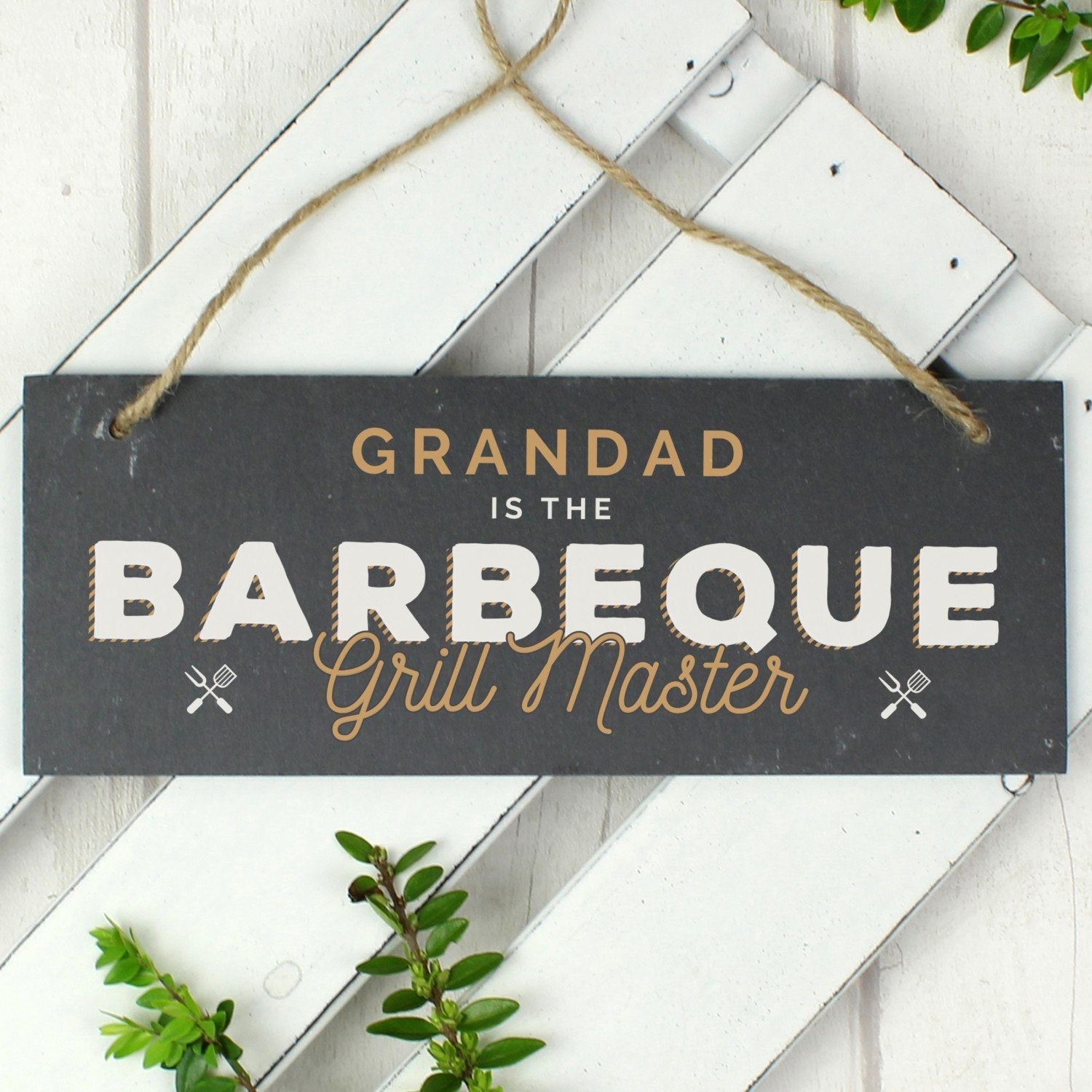 Personalised ’Barbeque Grill Master’ Printed Hanging Slate Plaque: 1 - Signs & Plaques By Gift Moments