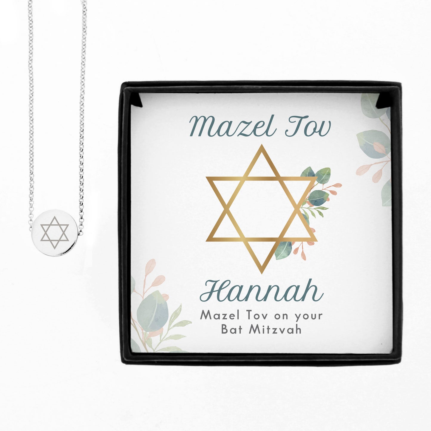 Personalised Bat Mitzvah Sentiment Silver Tone Necklace and Box: 5 - Necklaces By Gift Moments