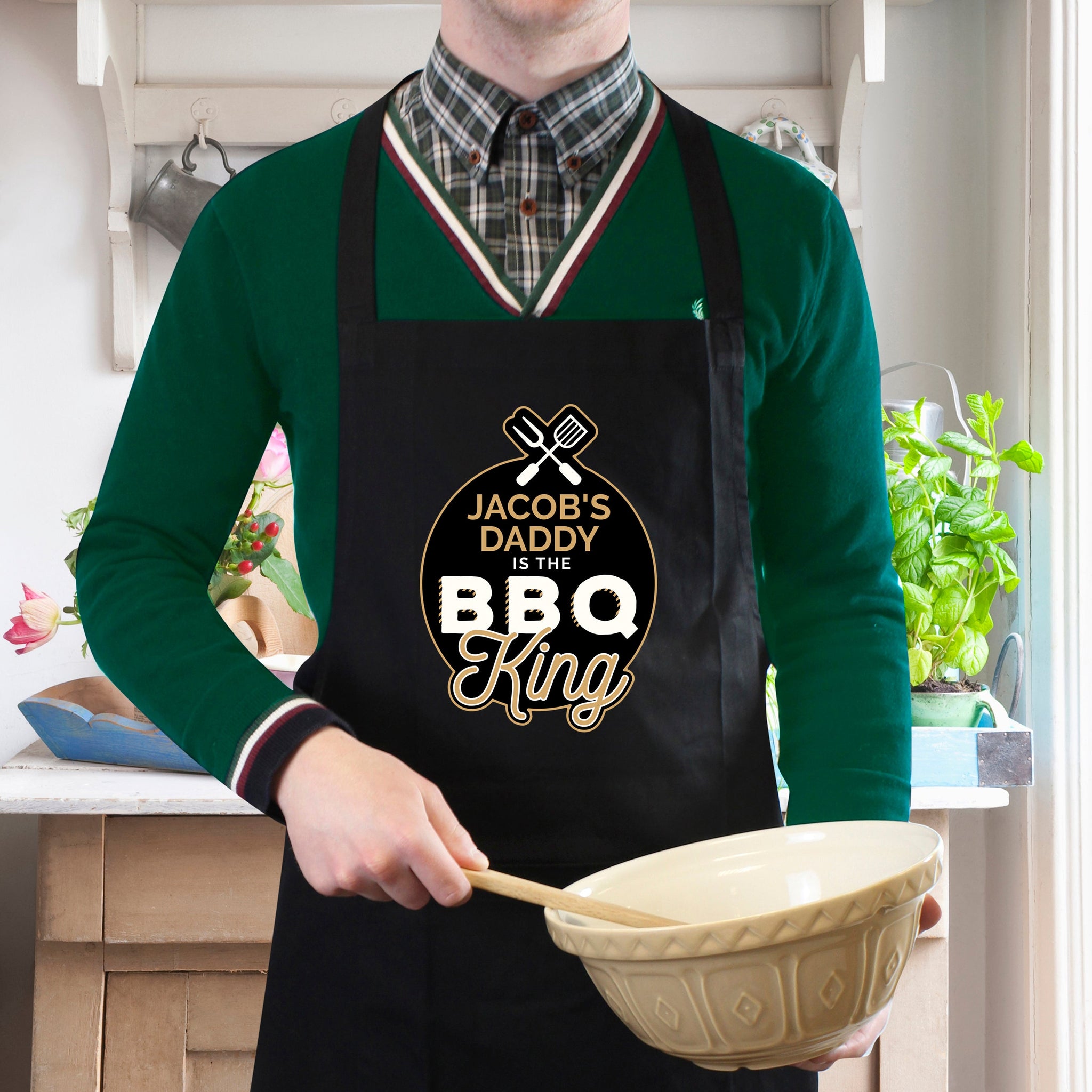 Personalised BBQ King Black Apron: 3 - Aprons By Gift Moments