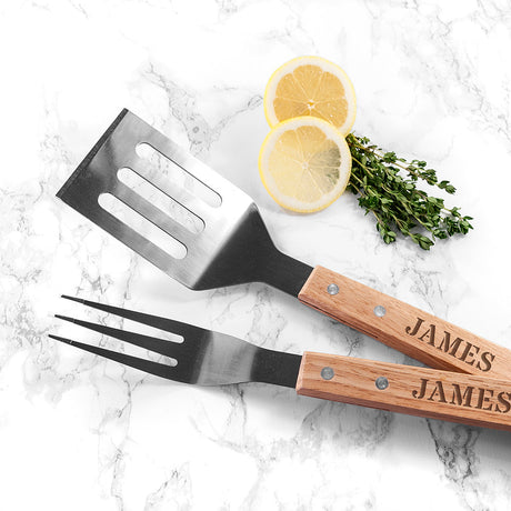 Personalised BBQ Utensil Set & Bag: 2 Tools & Storage By Gift Moments