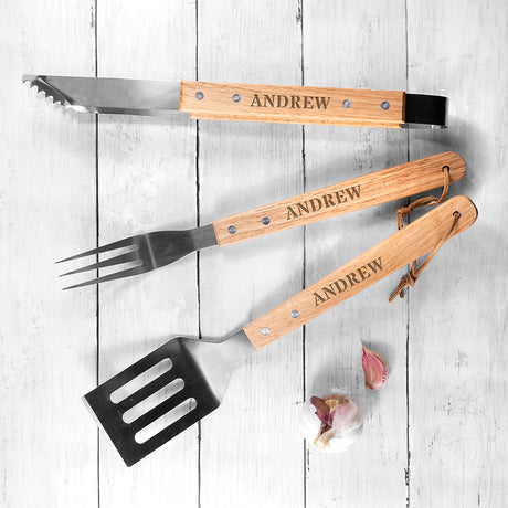 Personalised BBQ Utensil Set & Bag: 3 Tools & Storage By Gift Moments