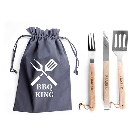 Personalised BBQ Utensil Set & Bag: 6 Tools & Storage By Gift Moments