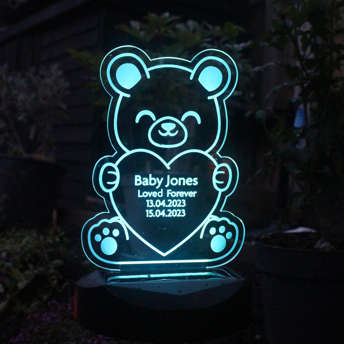 Personalised Bear Memorial Outdoor Solar Light: 3 - Solar Lights By Gift Moments