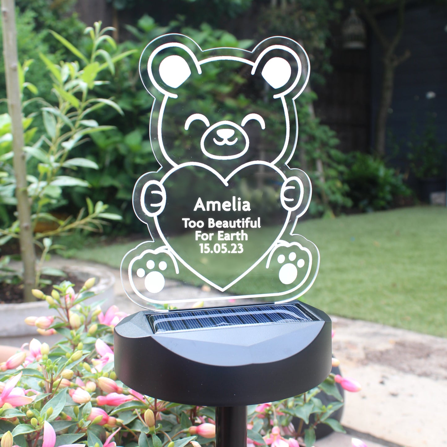 Personalised Bear Memorial Outdoor Solar Light: 8 - Solar Lights By Gift Moments