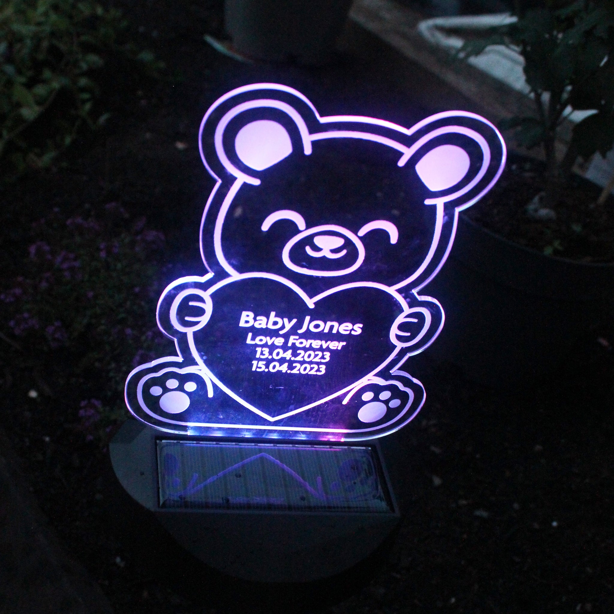 Personalised Bear Memorial Outdoor Solar Light: 9 - Solar Lights By Gift Moments