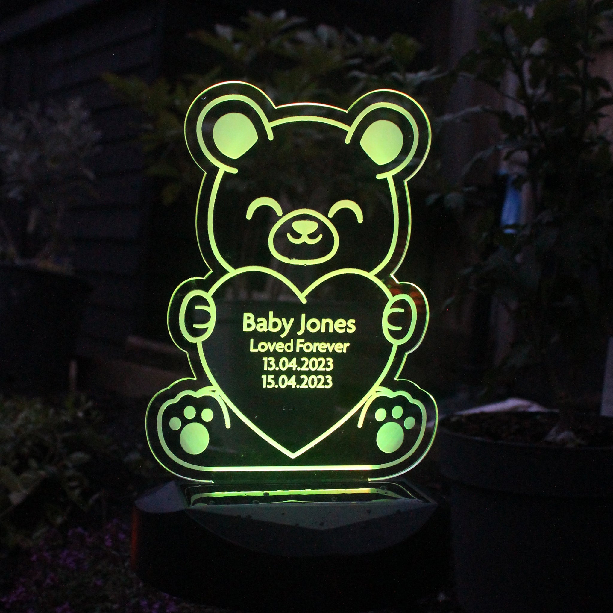 Personalised Bear Memorial Outdoor Solar Light: 7 - Solar Lights By Gift Moments