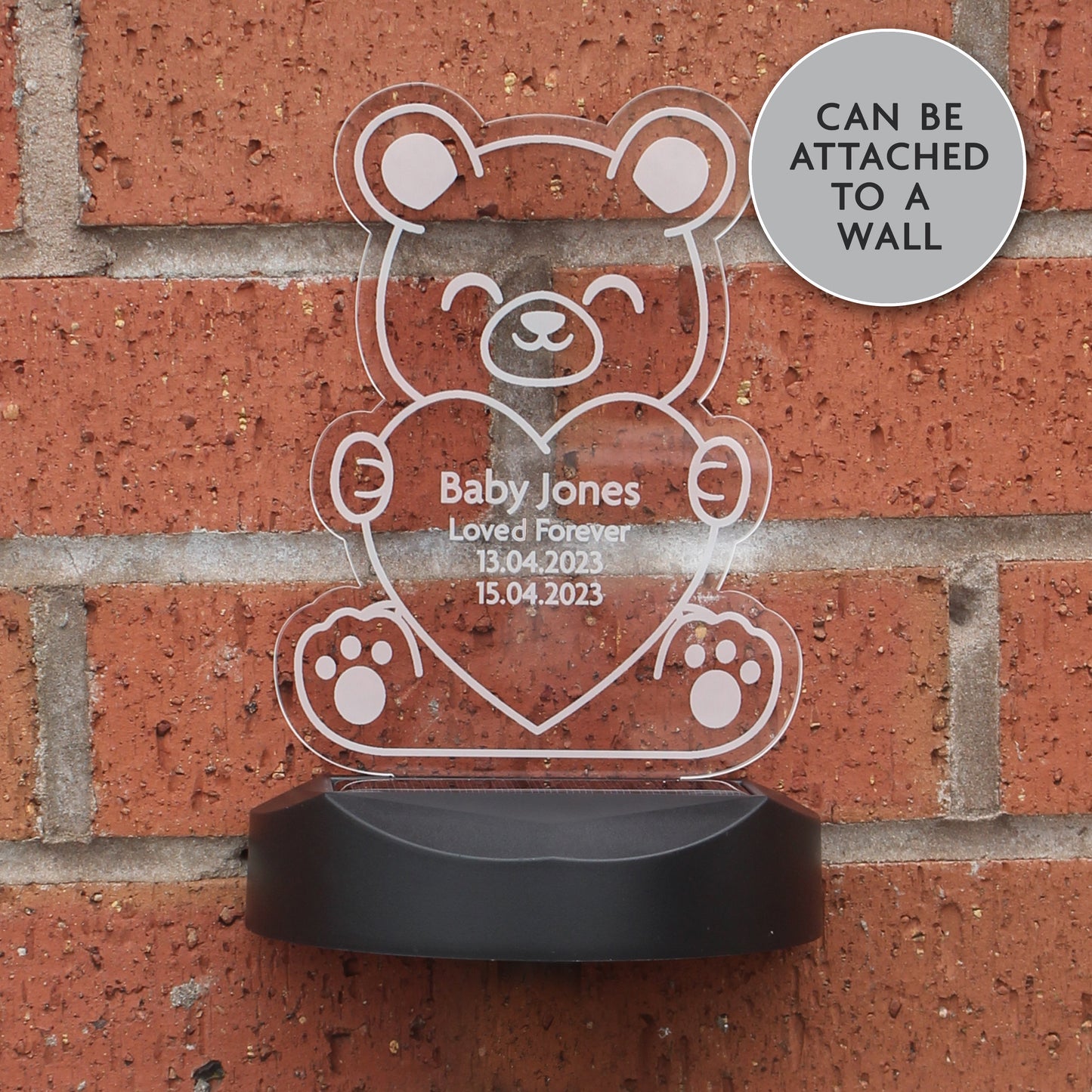 Personalised Bear Memorial Outdoor Solar Light: 6 - Solar Lights By Gift Moments