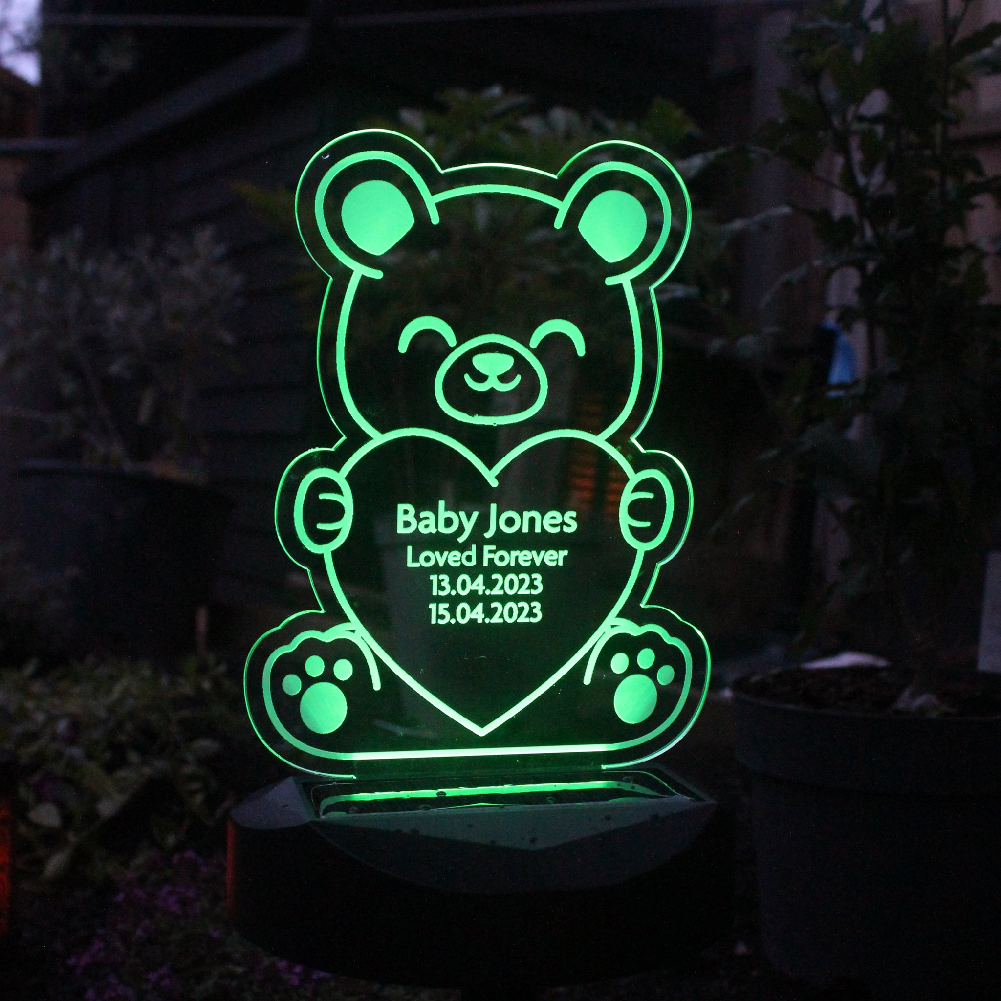 Personalised Bear Memorial Outdoor Solar Light: 2 - Solar Lights By Gift Moments