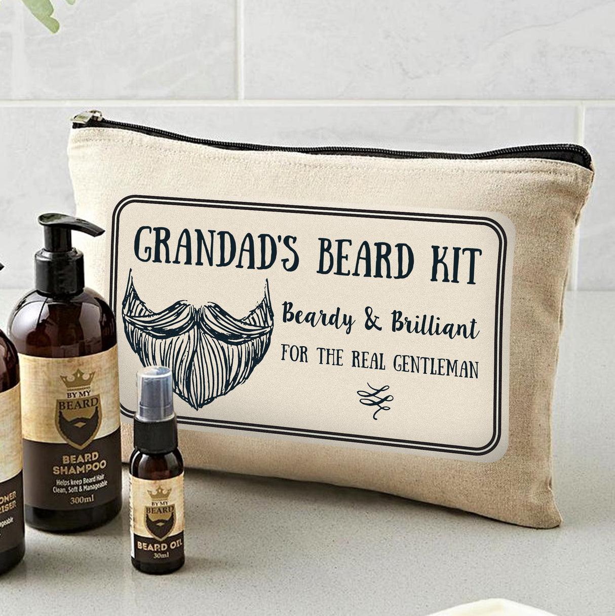 Personalised Beardy & Brilliant Beard Kit: 2 - Toiletry & Makeup Bags By Gift Moments