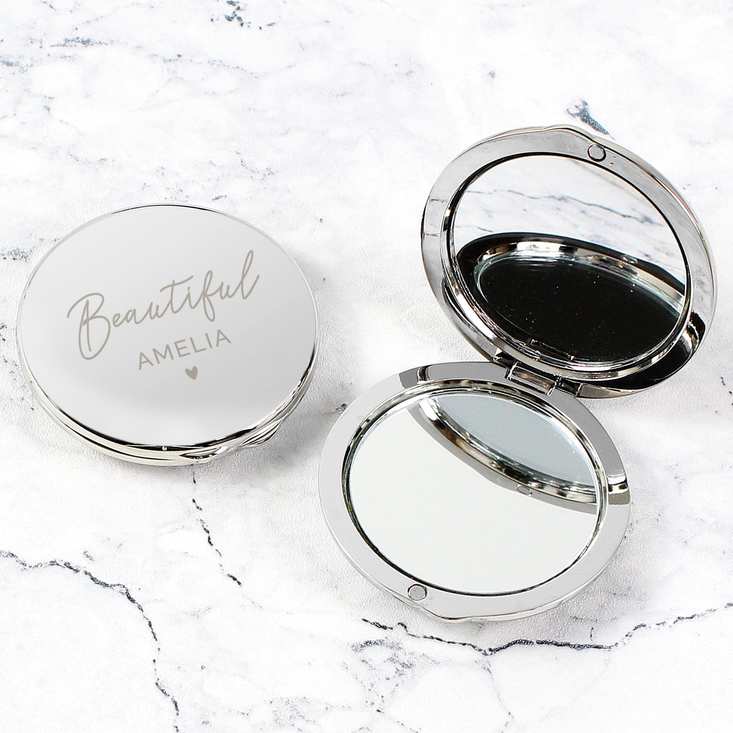 Personalised Beautiful Compact Mirror: 3 - Compact Mirrors By Gift Moments