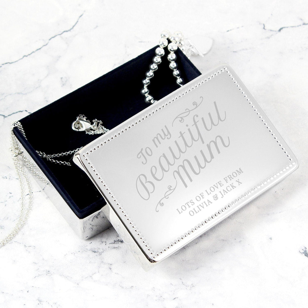 Personalised Beautiful Mum Rectangular Jewellery Box: 2 - Jewellery Boxes By Gift Moments