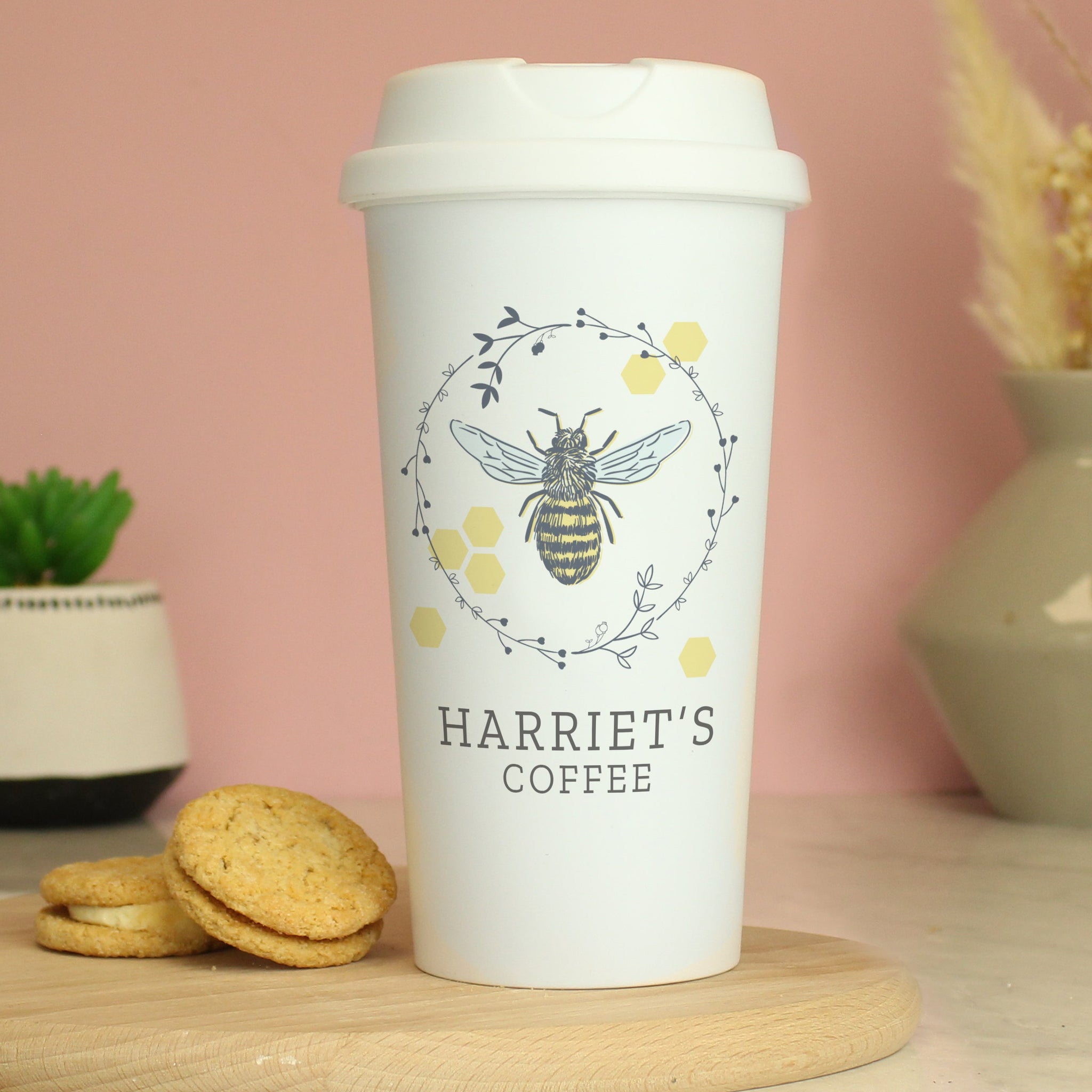 Personalised Bee Insulated Travel Cup: 2 - Travel Mugs By Gift Moments
