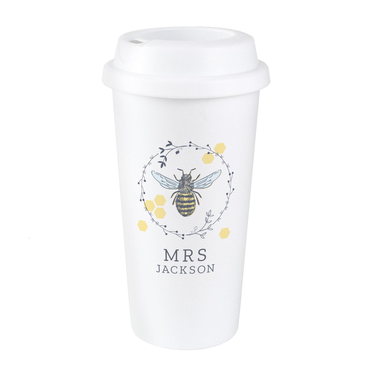 Personalised Bee Insulated Travel Cup: 5 - Travel Mugs By Gift Moments