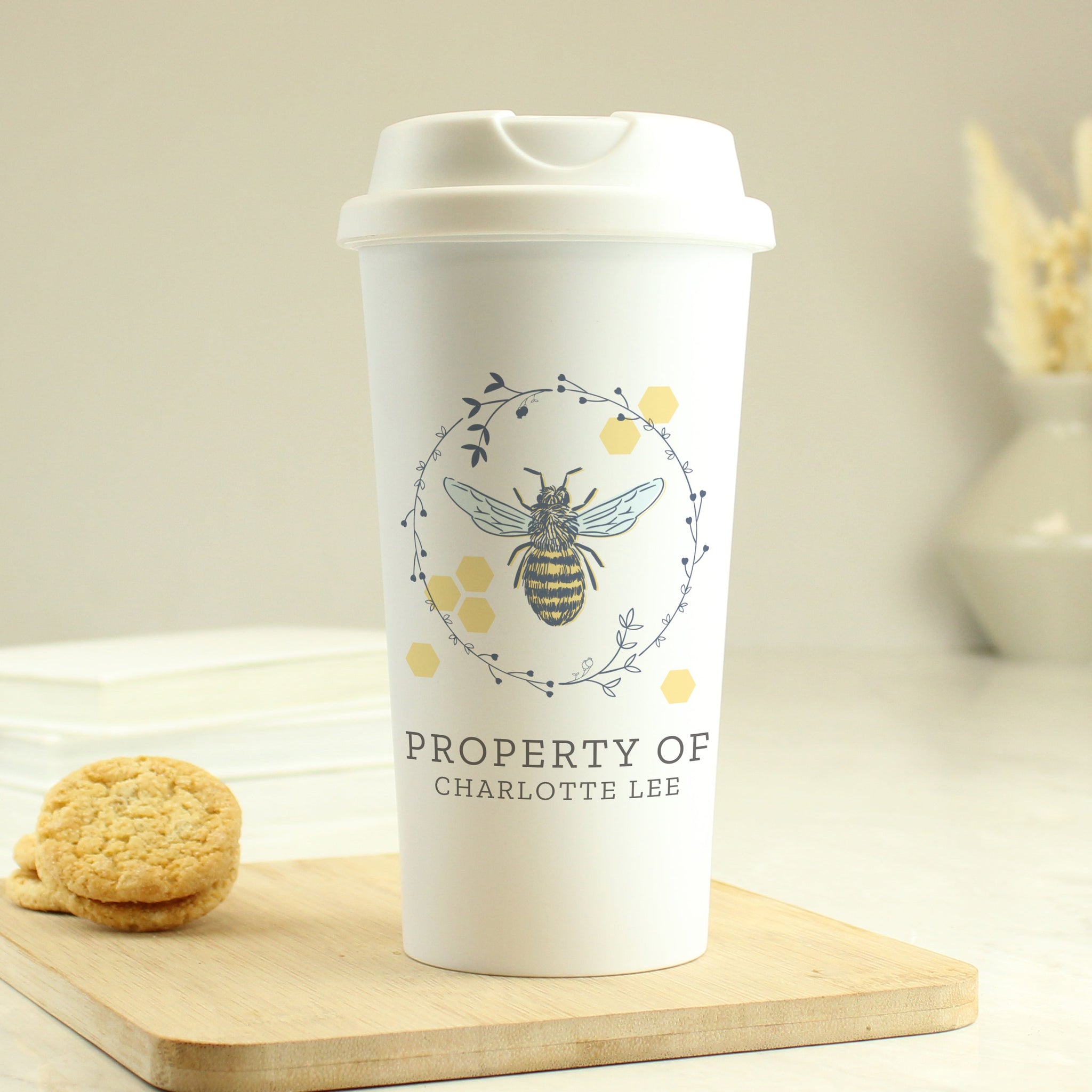 Personalised Bee Insulated Travel Cup: 4 - Travel Mugs By Gift Moments