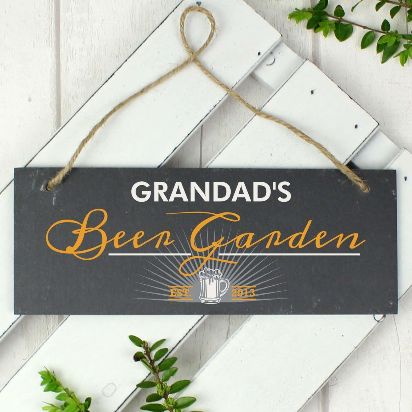 Personalised ’Beer Garden’ Printed Hanging Slate Plaque: 1 - Signs & Plaques By Gift Moments