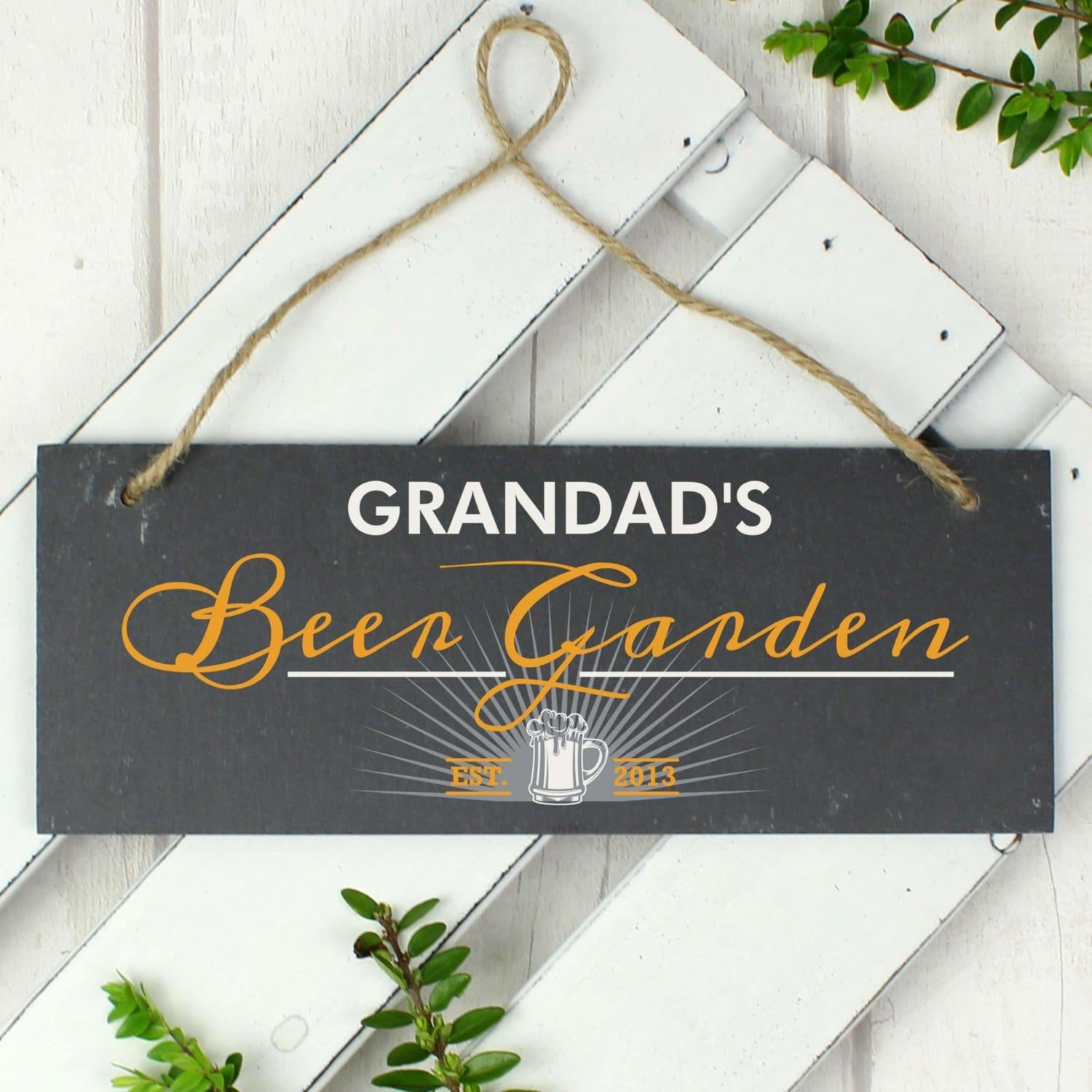 Personalised ’Beer Garden’ Printed Hanging Slate Plaque: 1 - Signs & Plaques By Gift Moments