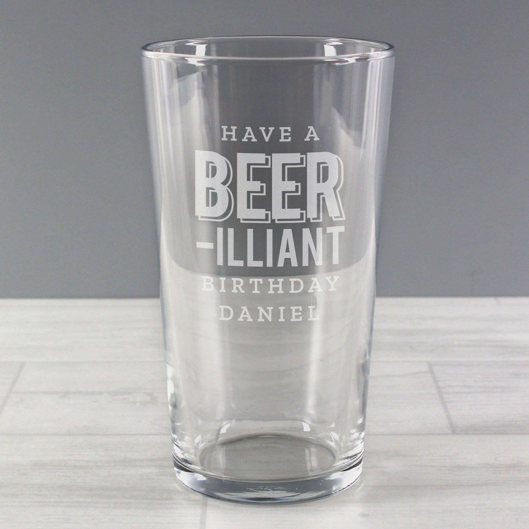 Personalised Beer-Illiant Birthday Pint Glass: 1 - Beer Glasses By Gift Moments