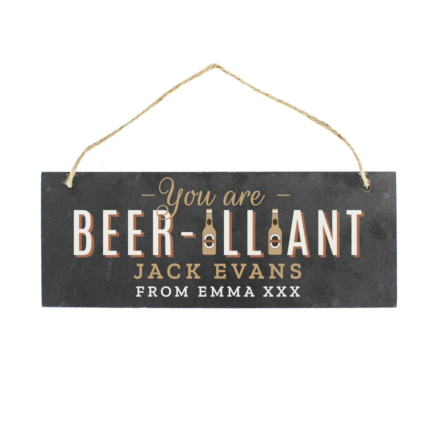 Personalised Beer-illiant Hanging Slate Plaque: 2 - Signs & Plaques By Gift Moments