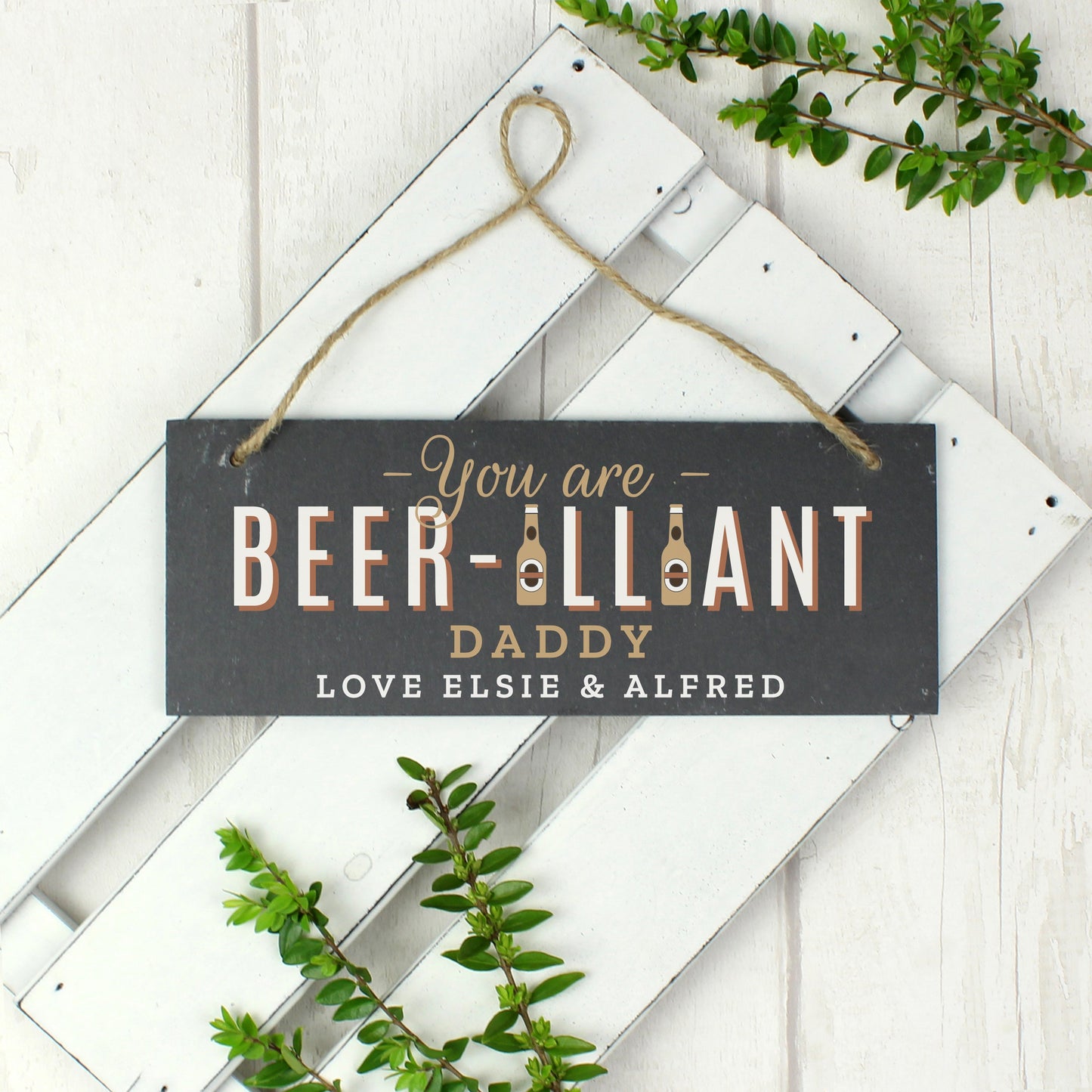Personalised Beer-illiant Hanging Slate Plaque: 3 - Signs & Plaques By Gift Moments