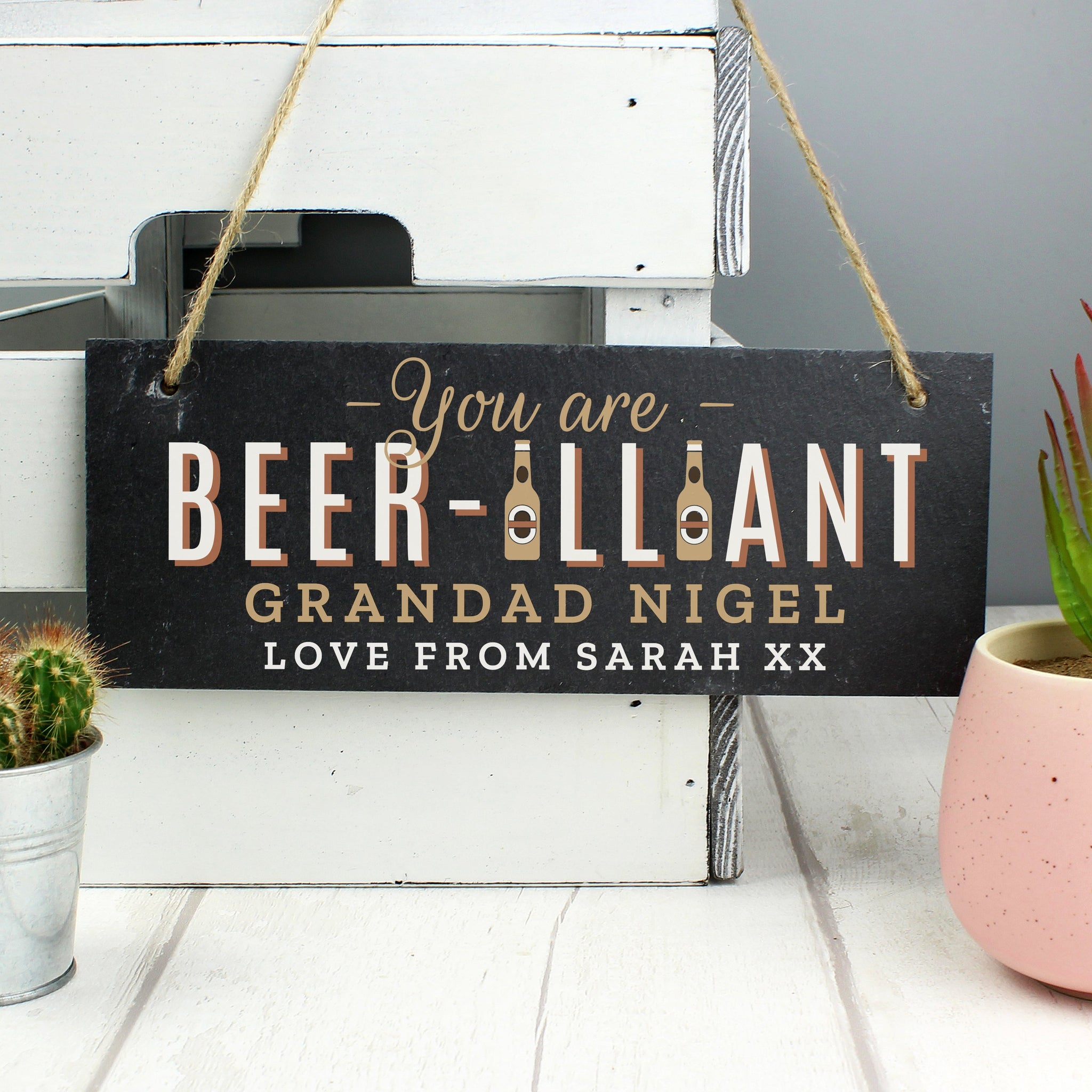Personalised Beer-illiant Hanging Slate Plaque: 1 - Signs & Plaques By Gift Moments