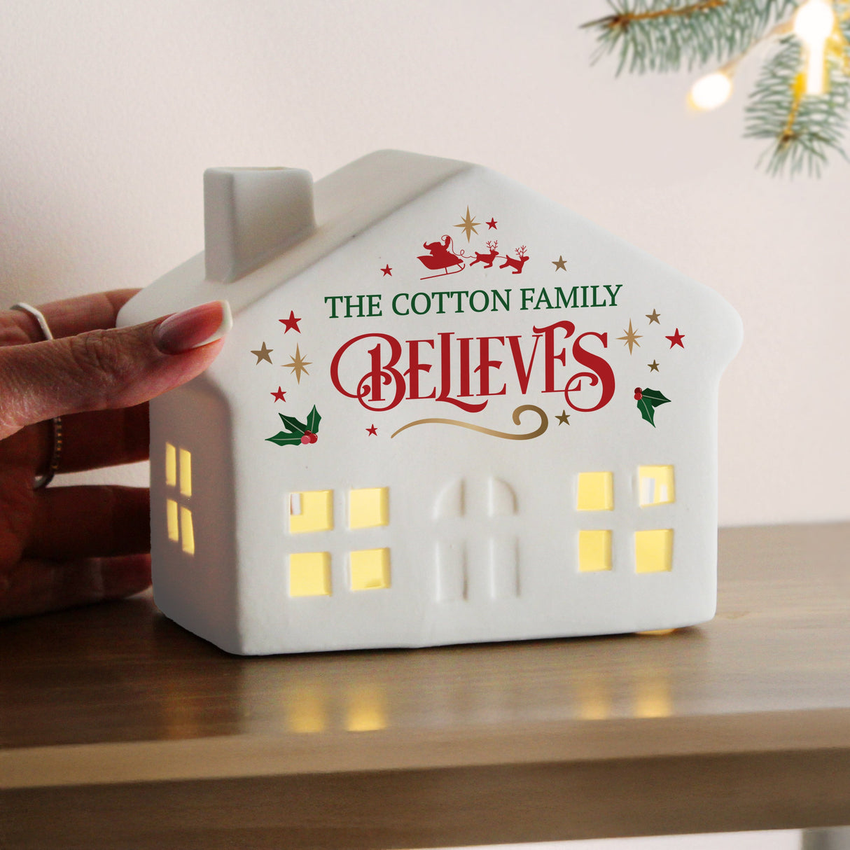 Personalised Believe in Christmas LED House: 4 - LED Lighting By Gift Moments
