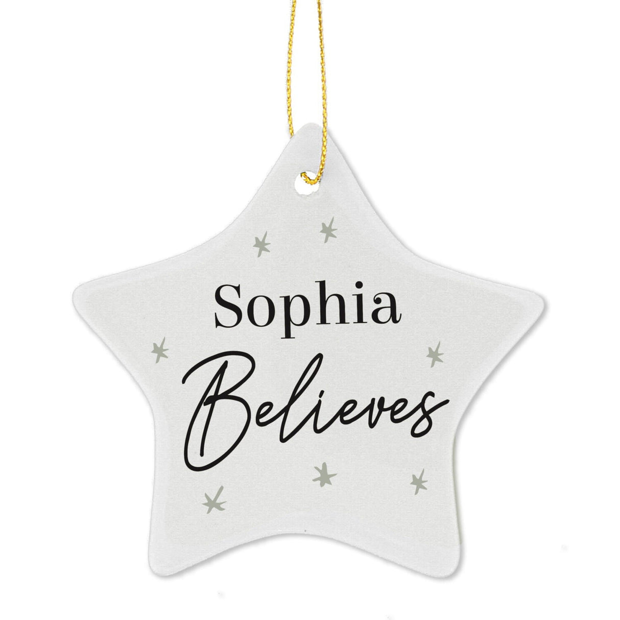 Personalised Believes Ceramic Star Decoration: 3 - Christmas Decorations By Gift Moments