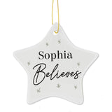 Personalised Believes Ceramic Star Decoration: 3 - Christmas Decorations By Gift Moments