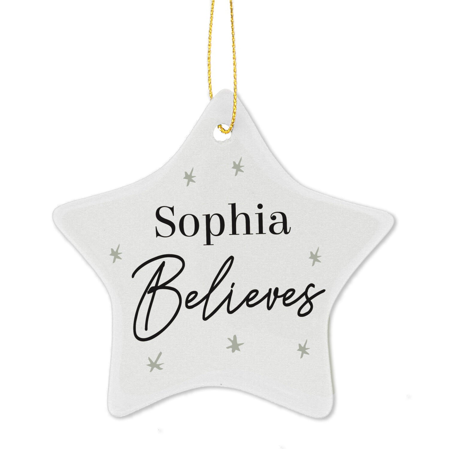 Personalised Believes Ceramic Star Decoration: 3 - Christmas Decorations By Gift Moments