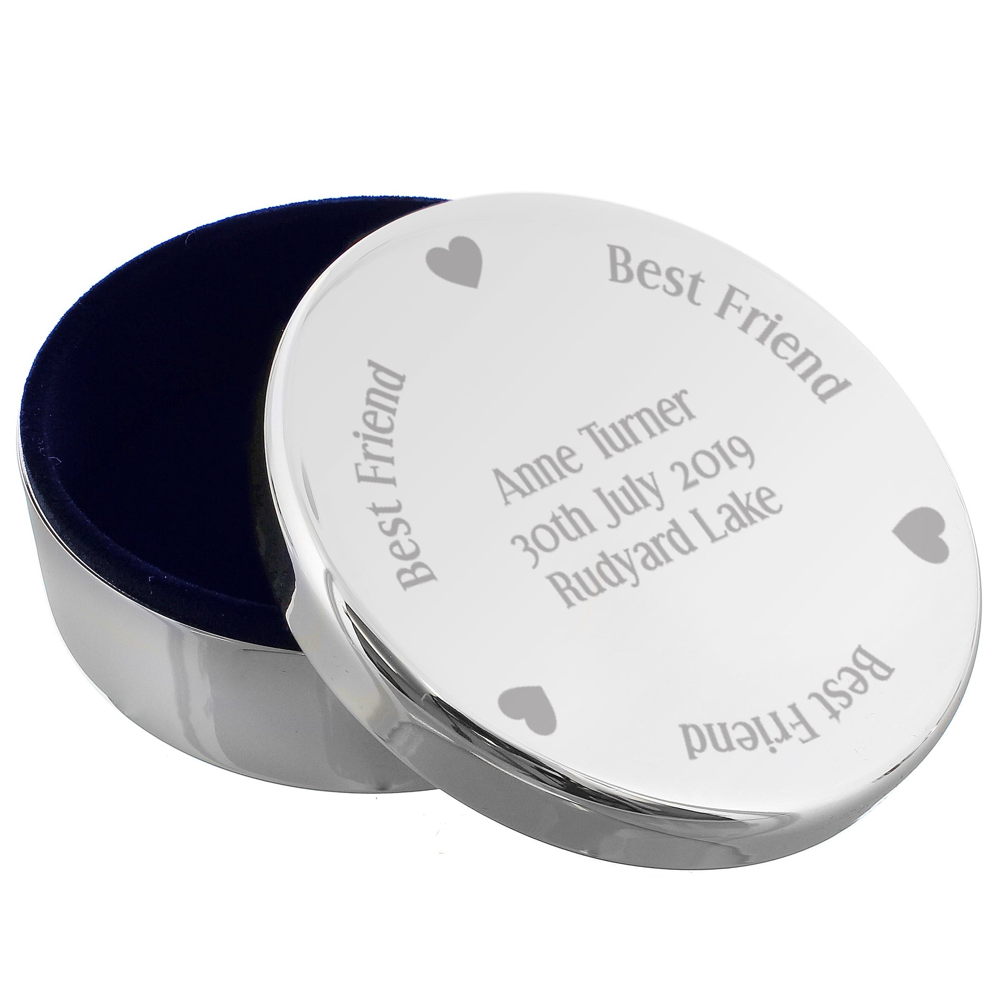 Personalised Best Friend Round Trinket Box: 2 - Trinket Boxes By Gift Moments
