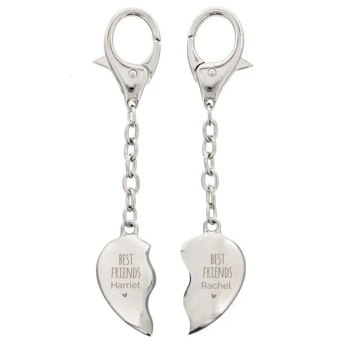 Personalised Best Friends Two Hearts Keyring: 5 - Keyrings By Gift Moments