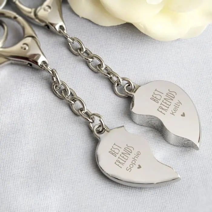 Personalised Best Friends Two Hearts Keyring: 2 - Keyrings By Gift Moments