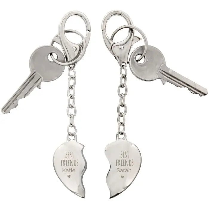 Personalised Best Friends Two Hearts Keyring: 3 - Keyrings By Gift Moments
