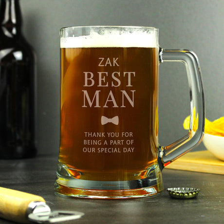 Personalised Best Man Pint Stern Tankard: 4 - Tankards By Gift Moments