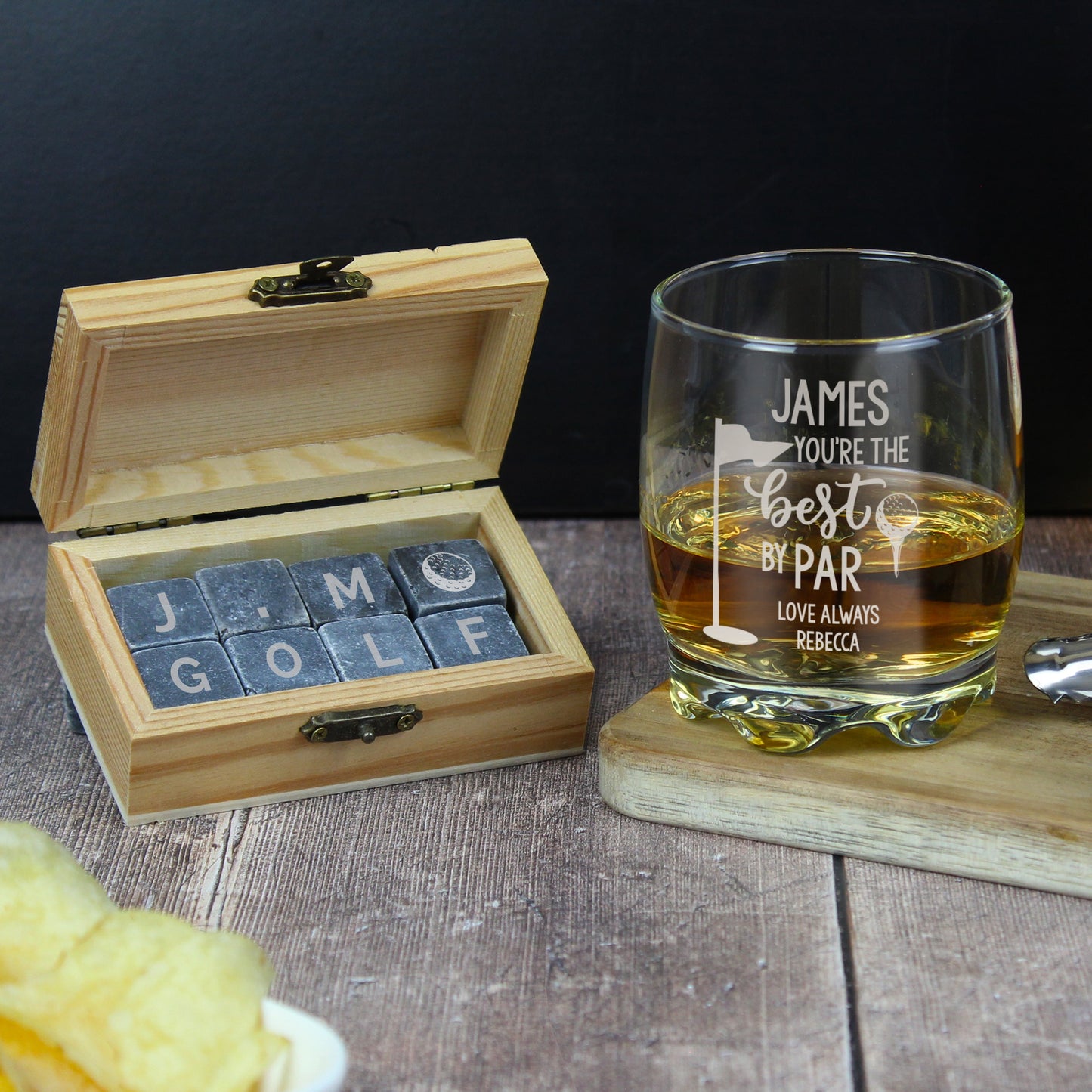 Personalised Best By Par Glass & Whisky Stones: 1 - Tumblers By Gift Moments