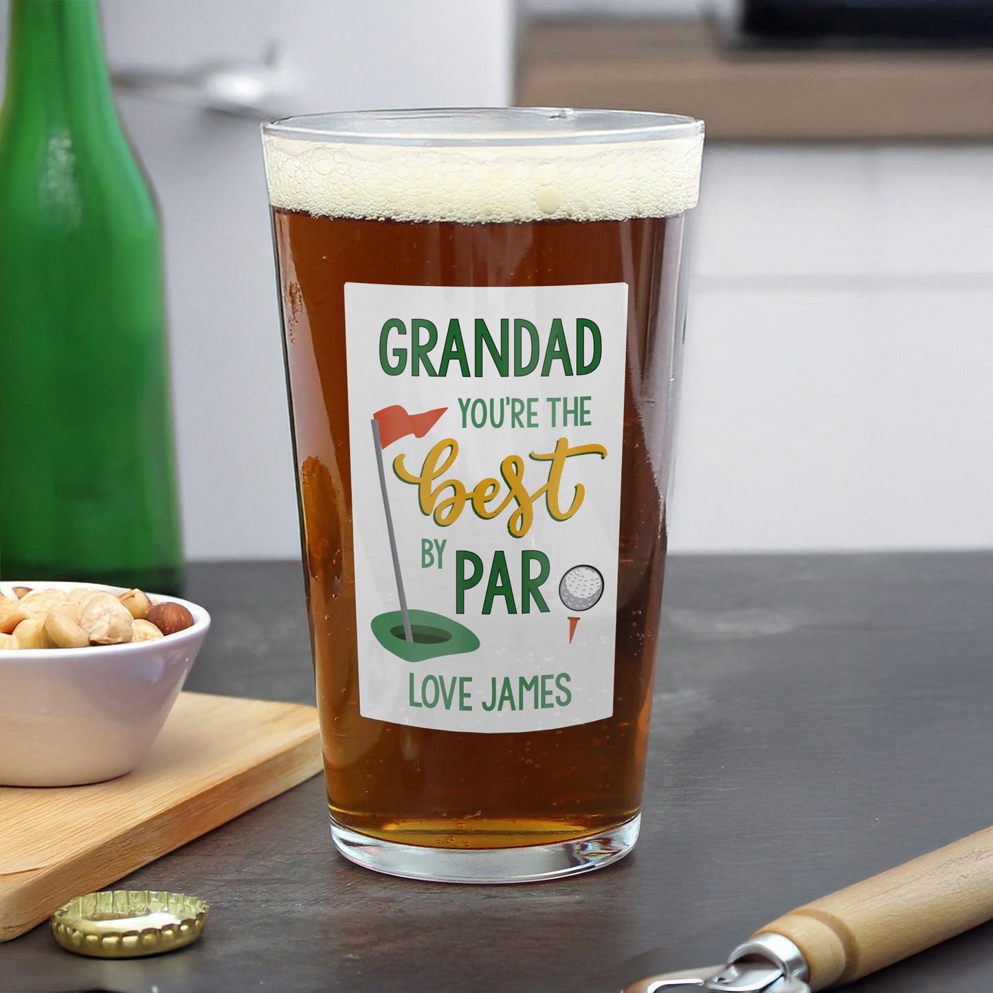 Personalised Best By Par Printed Beer Glass: 1 - Beer Glasses By Gift Moments