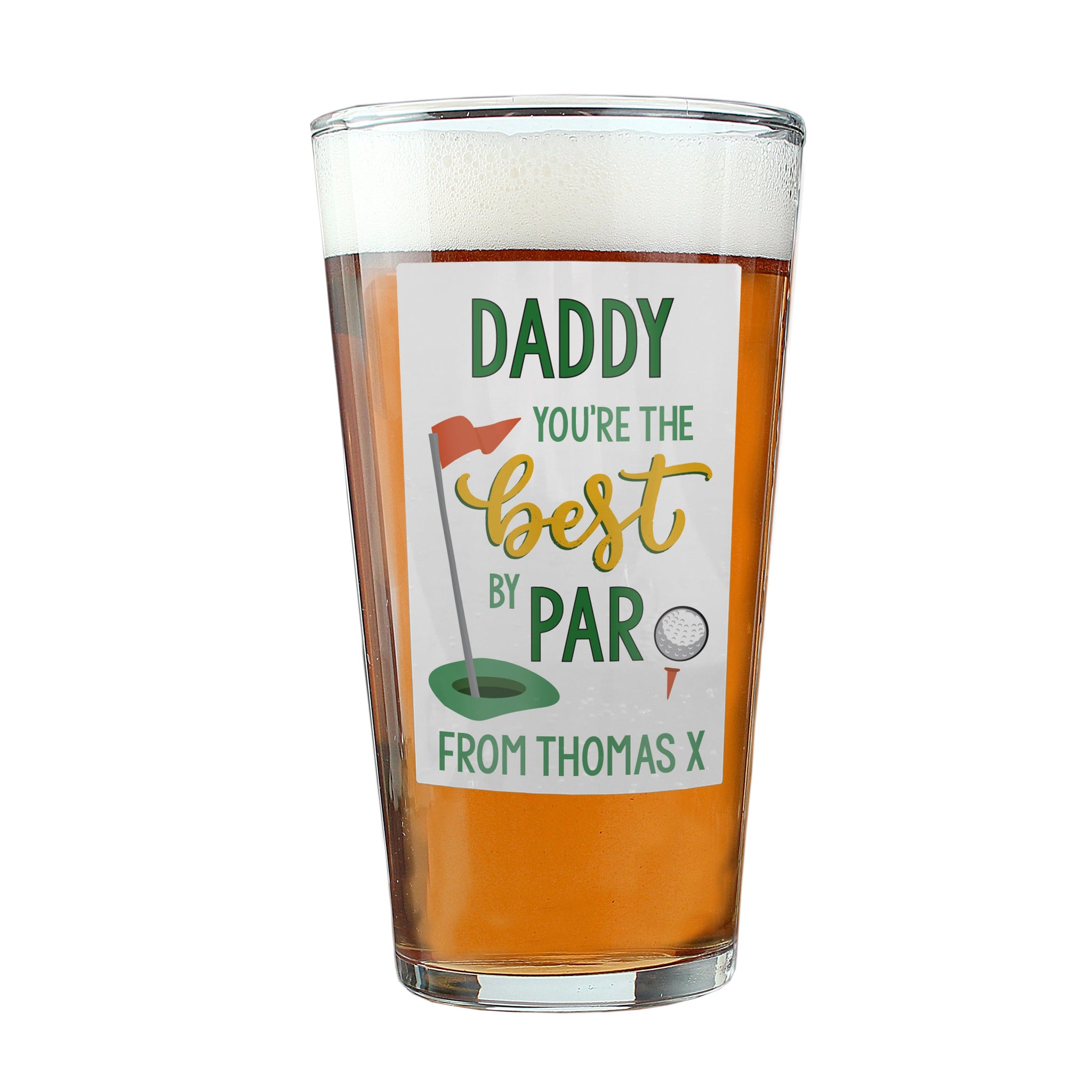 Personalised Best By Par Printed Beer Glass: 5 - Beer Glasses By Gift Moments