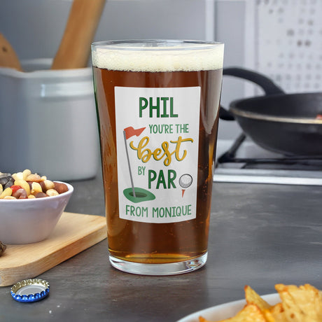 Personalised Best By Par Printed Beer Glass: 4 - Beer Glasses By Gift Moments