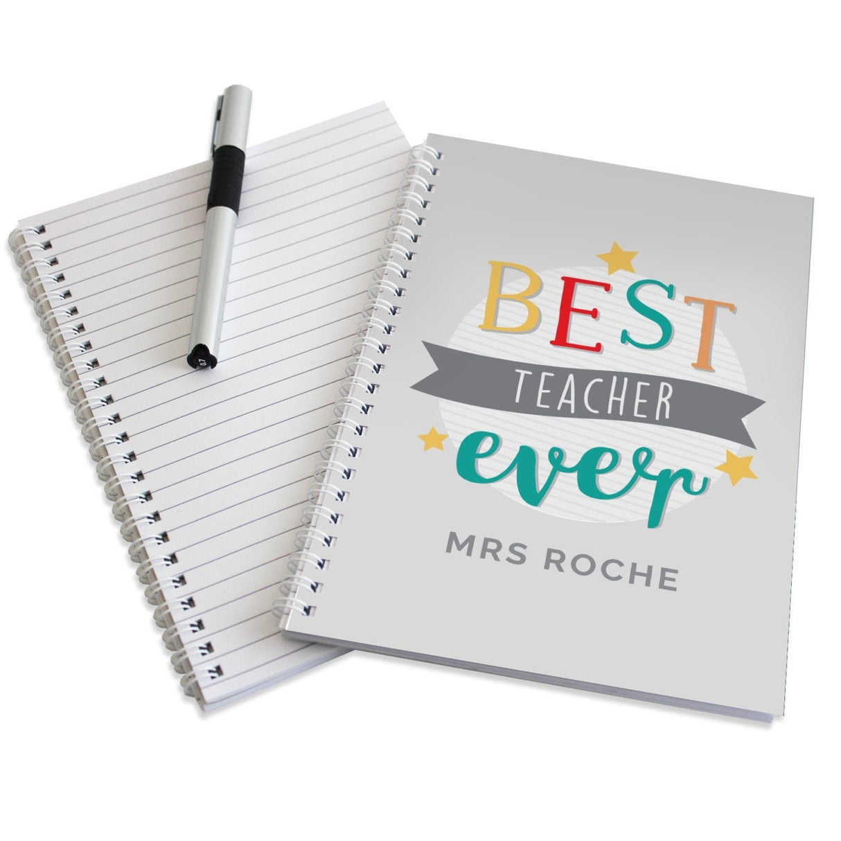 Personalised ’Best Teacher Ever’ A5 Notebook: 4 - Notebooks By Gift Moments